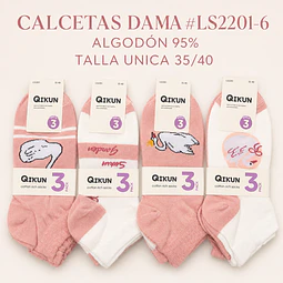 Calcetas dama algodón 95% #LS 2201-6 Talla única por docena 