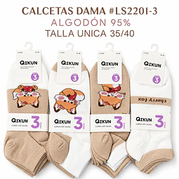 Calcetas dama algodón 95% #LS 2201-3 Talla única por docena 