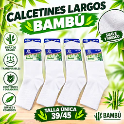 Calcetas Bambú Unisex blanco Talla única la docena 
