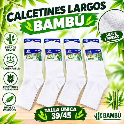 Calcetas Bambú Unisex blanco Talla única la docena 