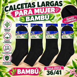 Calcetas Bambú Unisex Color Negro Talla única la docena 