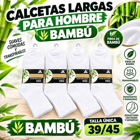 Calcetas Bambú Unisex  Color Blanco Talla única la docena 