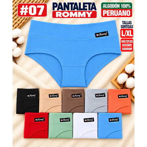 Pantaleta ROMMY algodón peruano 💯 Tallas surtidas L/XL Por docena 
