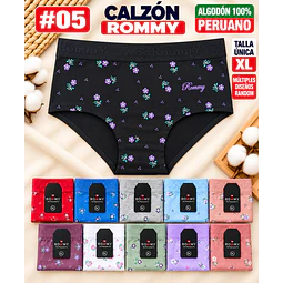 Calzón ROMMY algodón peruano 💯 Talla Única XL Por docena 