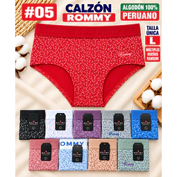 Calzón ROMMY algodón peruano 💯 Talla Única L Por docena 