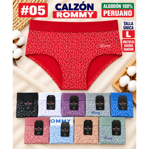 Calzón ROMMY algodón peruano 💯 Talla Única L Por docena 