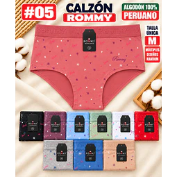 Calzón ROMMY algodón peruano 💯 Talla Única M Por docena 