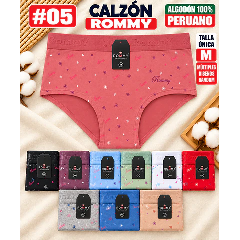 Calzón ROMMY algodón peruano 💯 Talla Única M Por docena 