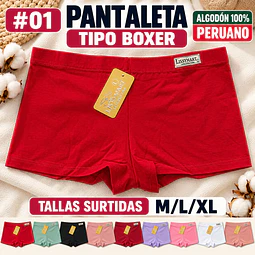 Pantaleta tipo Boxer algodón peruano 💯 Tallas surtidas Por docena 