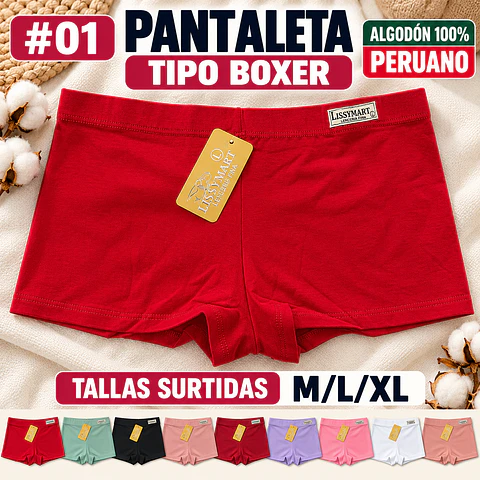 Pantaleta tipo Boxer algodón peruano 💯 Tallas surtidas Por docena 
