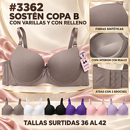 Sostén copa B tallas y colores surtidas la docena 