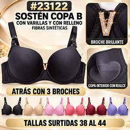 Sostén copa B tallas y colores surtidas la docena 