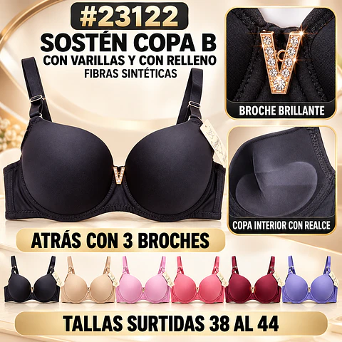 Sostén copa B tallas y colores surtidas la docena 