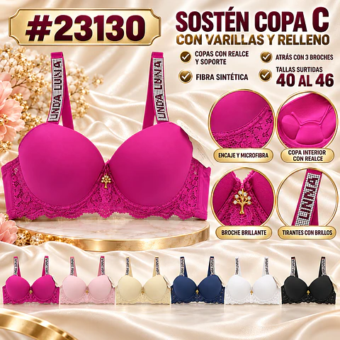 Sostén copa C tallas y colores surtidas la docena 