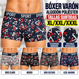 Boxer Varón Algodón Poliéster Tallas y Colores Surtidas La Docena