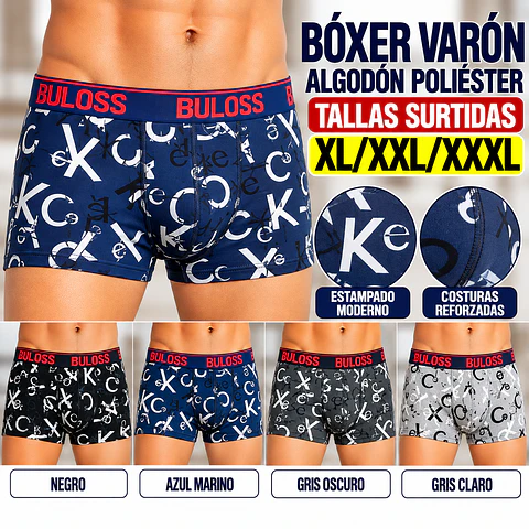 Boxer Varón Algodón Poliéster Tallas y Colores Surtidas La Docena