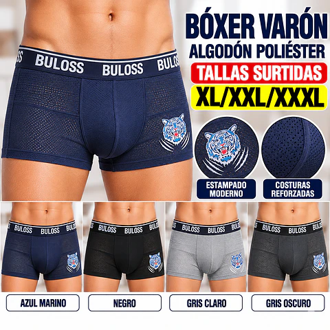 Boxer Varón Algodón Poliéster Tallas y Colores Surtidas La Docena