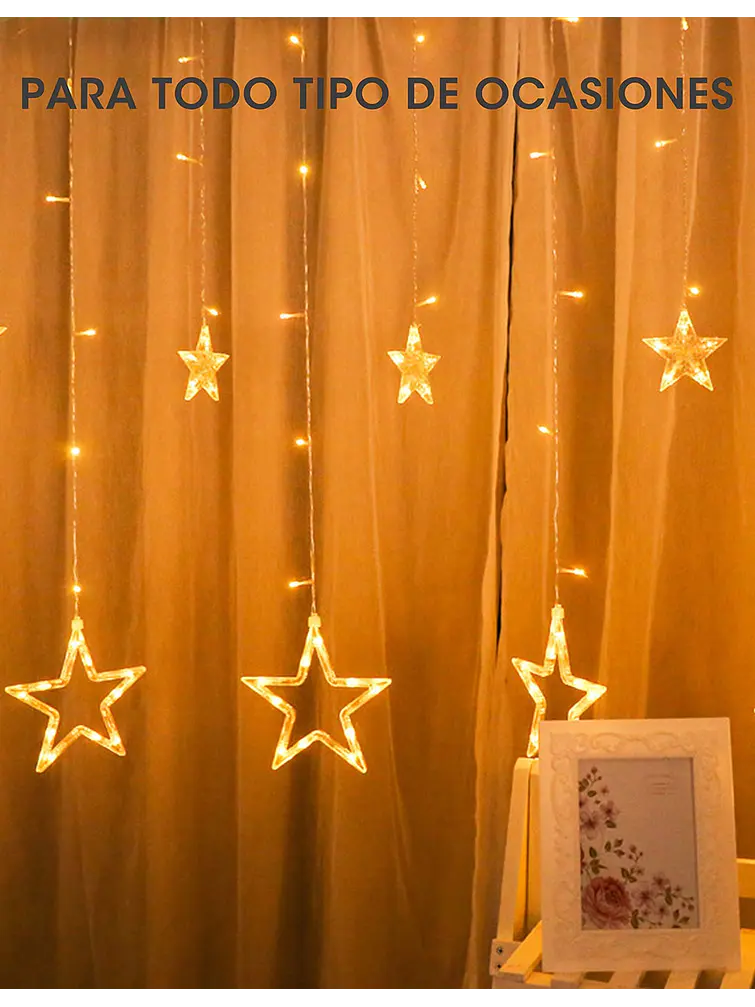 GUIRNALDA LED ESTRELLAS 3M C/U 8