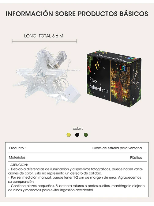 GUIRNALDA LED ESTRELLAS 3M C/U 10