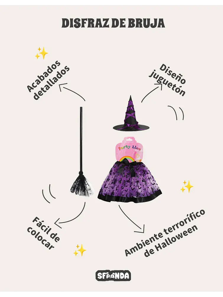 DISFRAZ DE BRUJA C/U 7