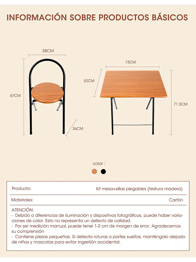 SET DE SILLA + MESA C/U 7