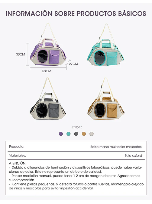 BOLSO PARA MASCOTAS C/U 12