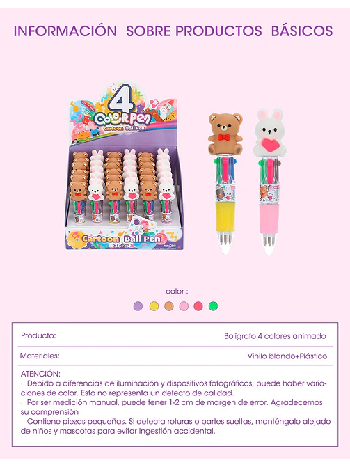 BOLIGRAFO 4 COLORES C/U 9