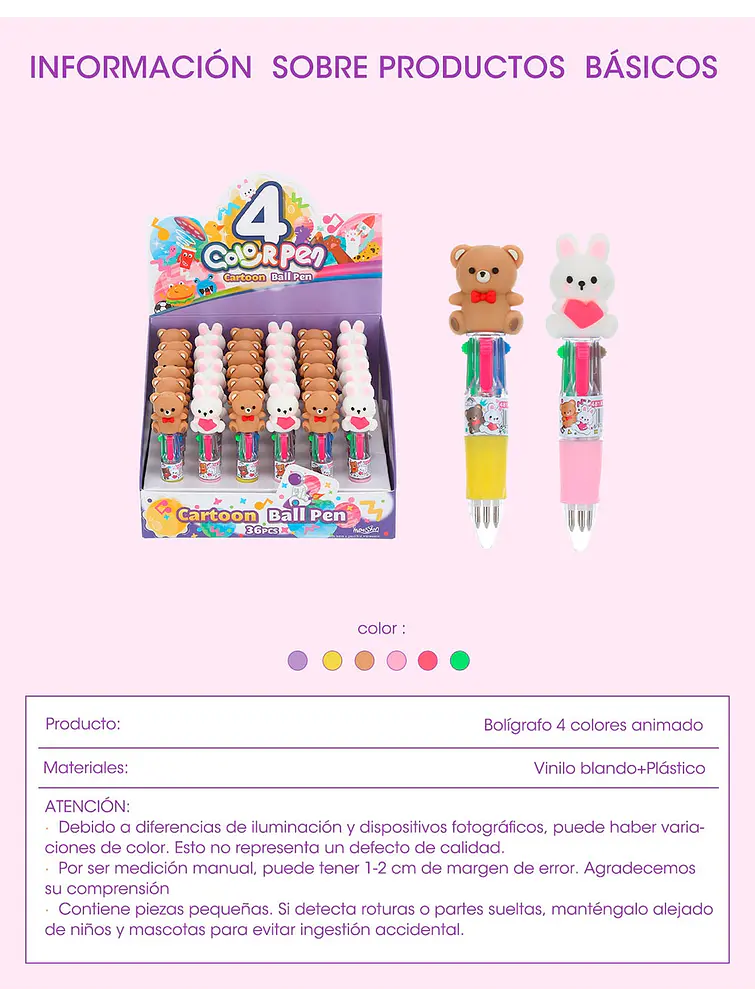 BOLIGRAFO 4 COLORES C/U 9
