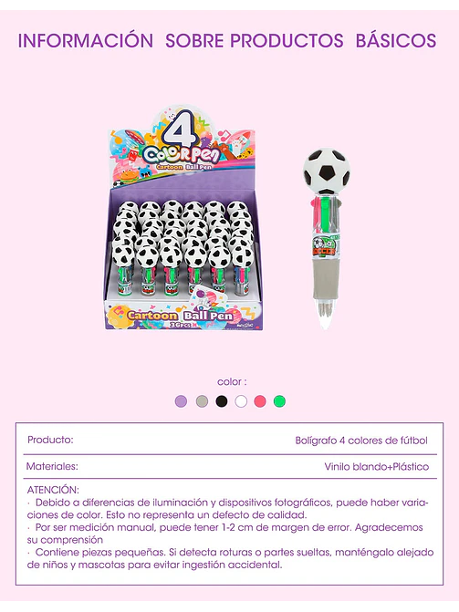 BOLIGRAFO 4 COLORES C/U 8