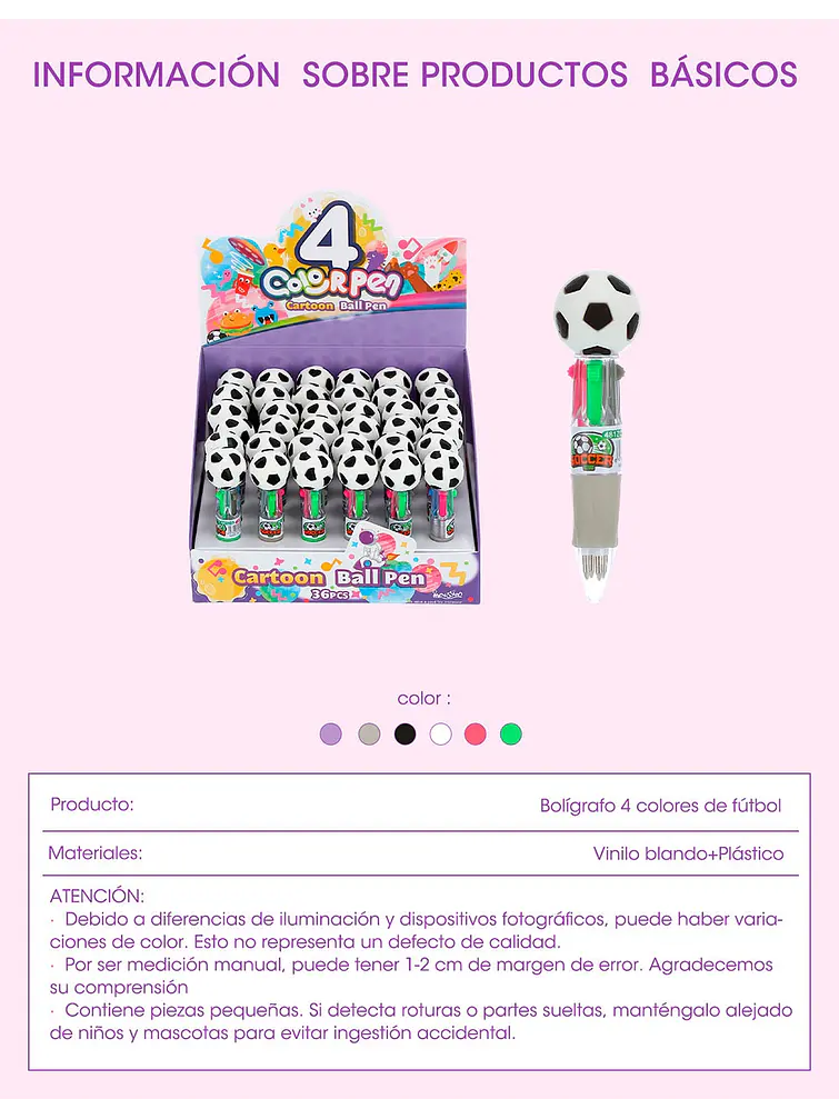 BOLIGRAFO 4 COLORES C/U 8