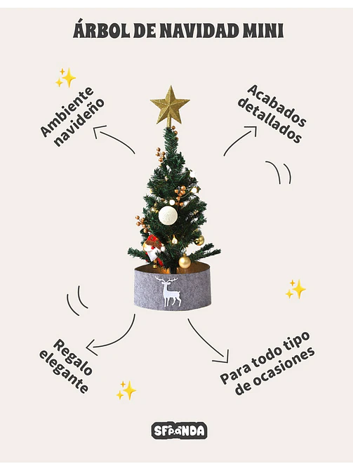 ARBOL + ADORNOS NAVIDEÑOS C/U 6