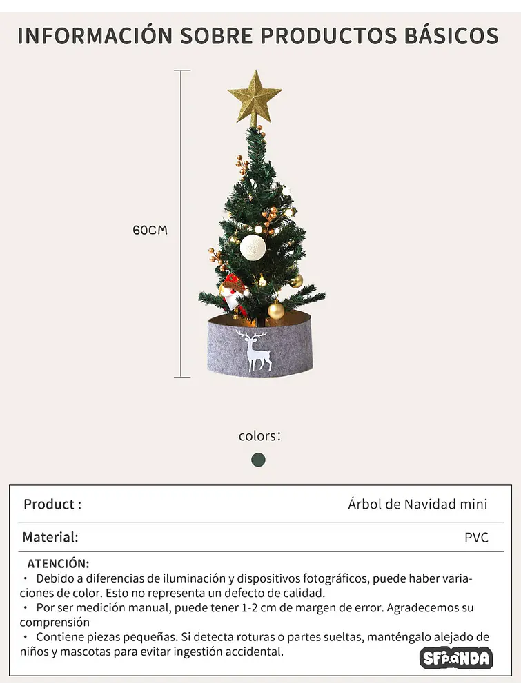 ARBOL + ADORNOS NAVIDEÑOS C/U 7