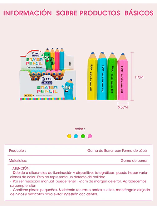 GOMA DE BORRAR PCS*60 7