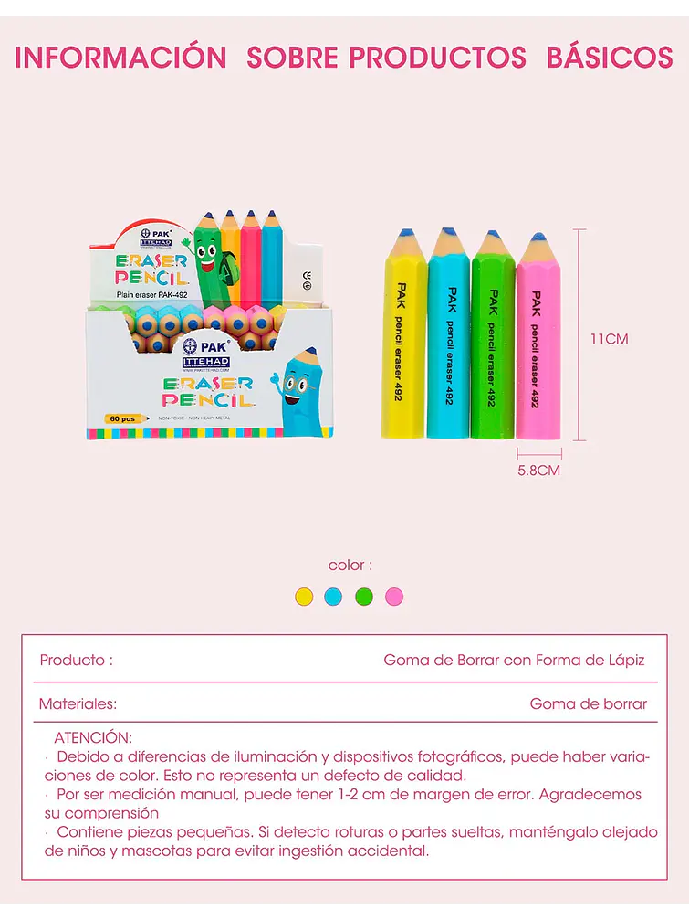 GOMA DE BORRAR PCS*60 7