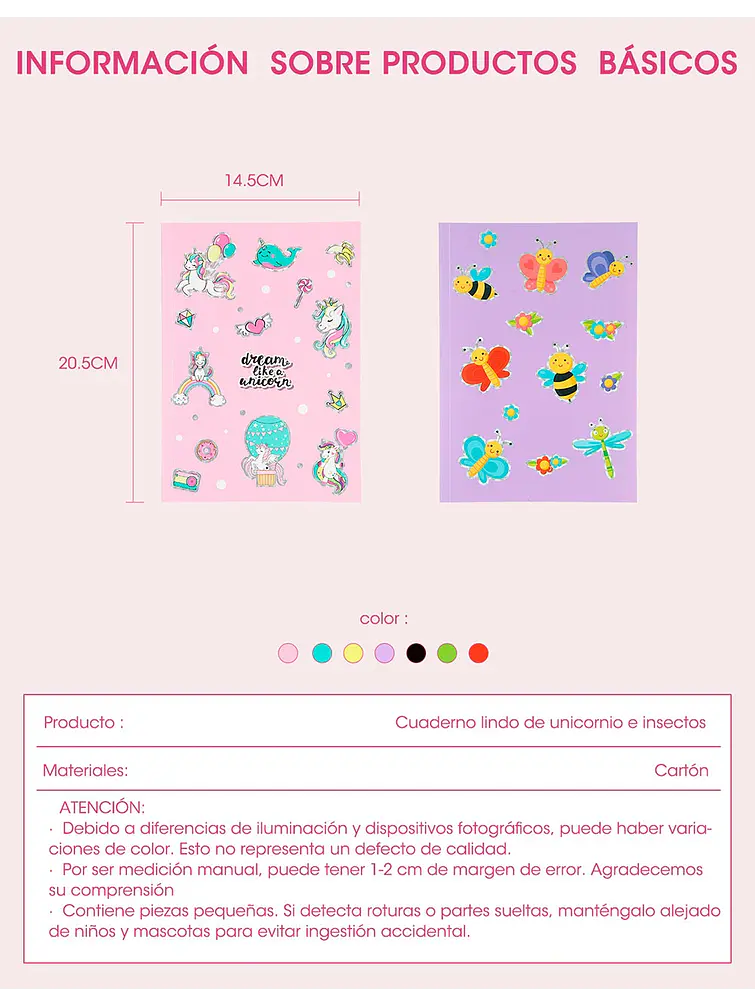 ANOTADOR CON DIBUJOS 20*14 C/U                     8