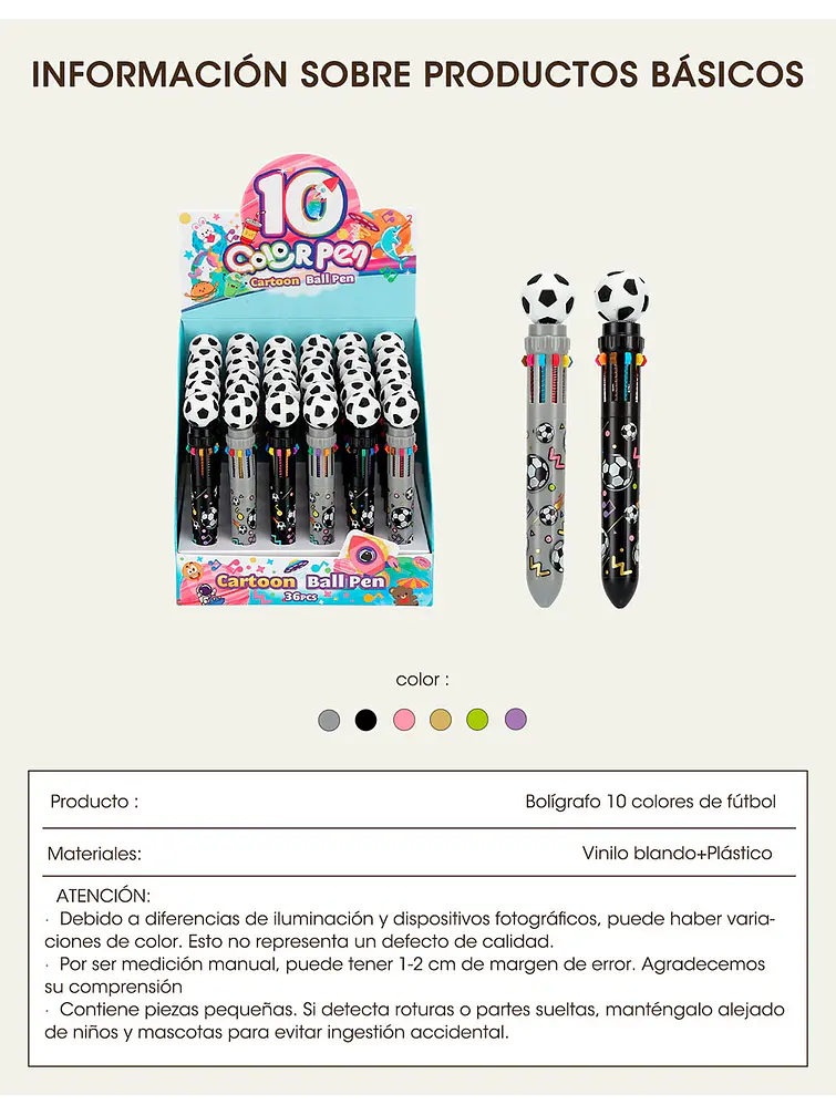 BOLIGRAFO 10 COLORES C/U 8