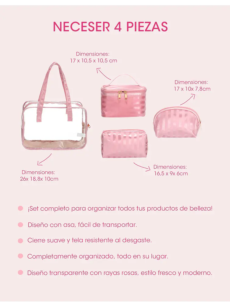 SET DE 4 PORTACOSMETICOS C/U 12