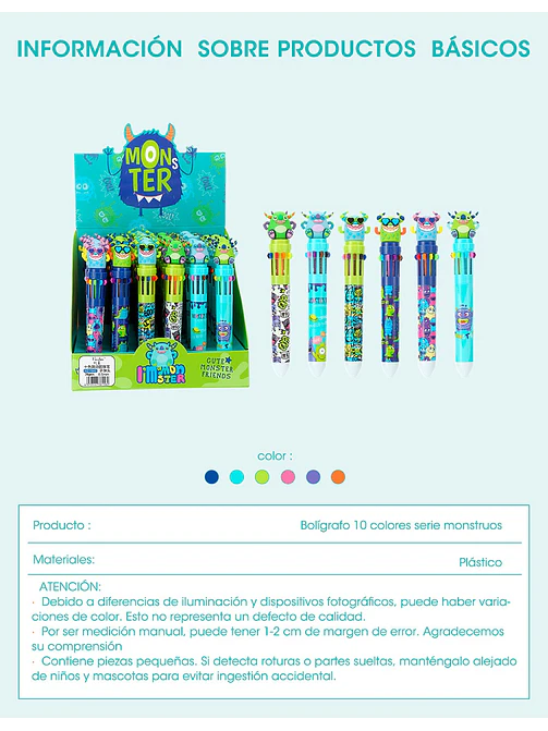 BOLIGRAFO 10 COLORES C/U 8