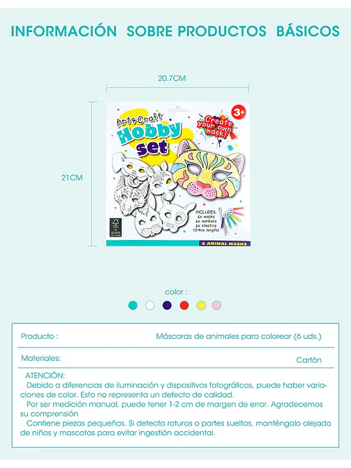 MASCARAS DE PAPEL PCS*6 7