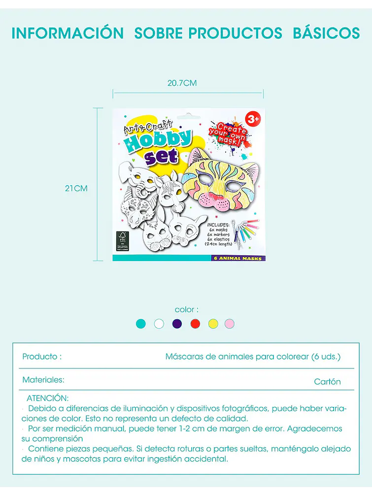 MASCARAS DE PAPEL PCS*6 7