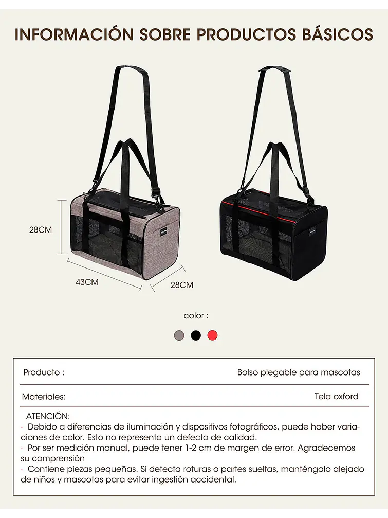 BOLSO PARA MASCOTAS C/U 9