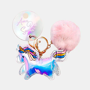 LLAVERO POMPON UNICORNIO C/U