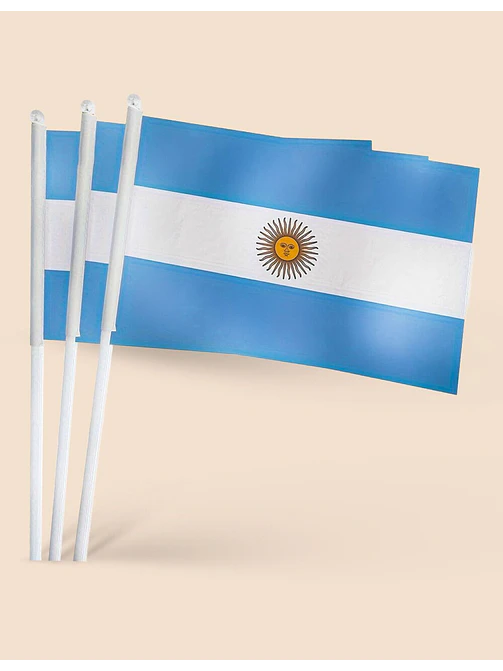 BANDERA ARGENTINA CON MANGO 30*45 C/U 3