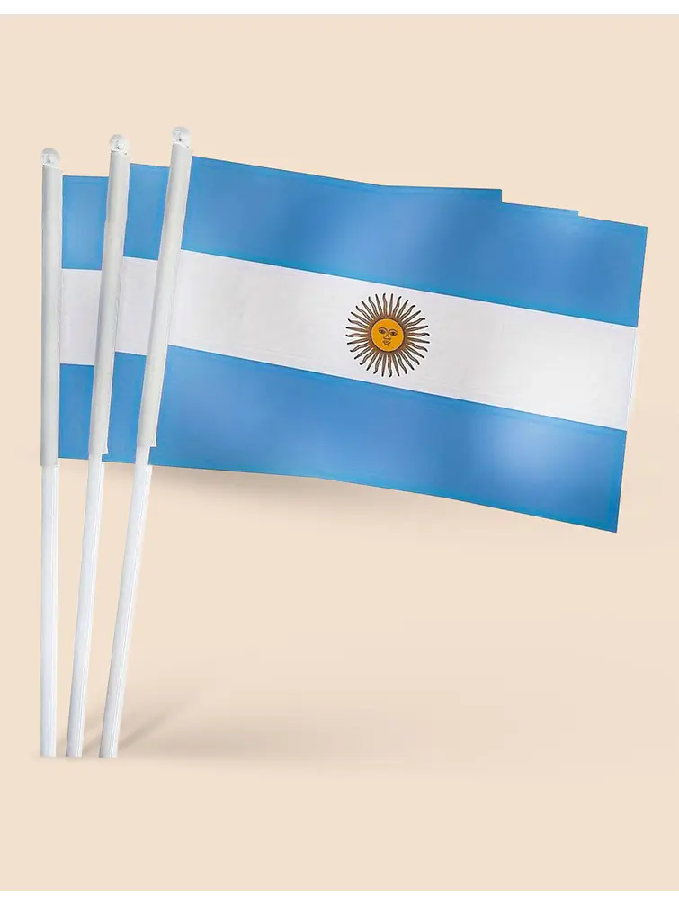 BANDERA ARGENTINA CON MANGO 30*45 C/U 3