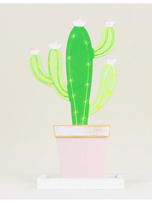 ADORNO DE MADERA CACTUS C/U 3