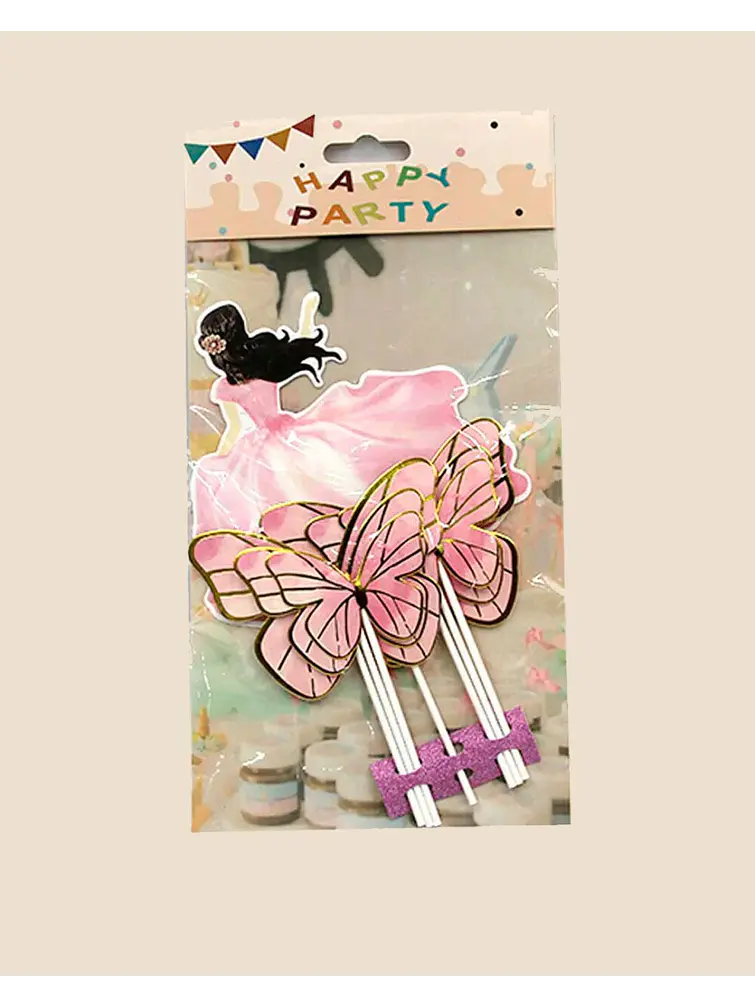 ADORNO PARA TORTA MARIPOSAS Y PRINCESA C/U 4
