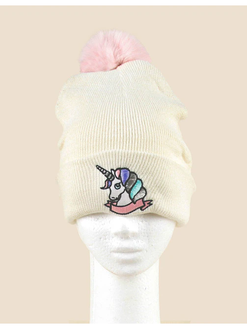 GORRO UNICORNIO CON POMPON C/U 3