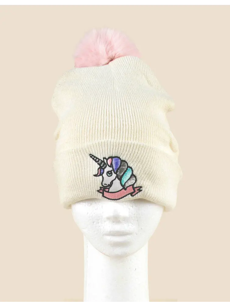 GORRO UNICORNIO CON POMPON C/U 3