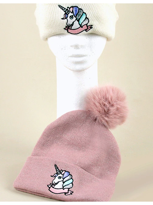 GORRO UNICORNIO CON POMPON C/U 4