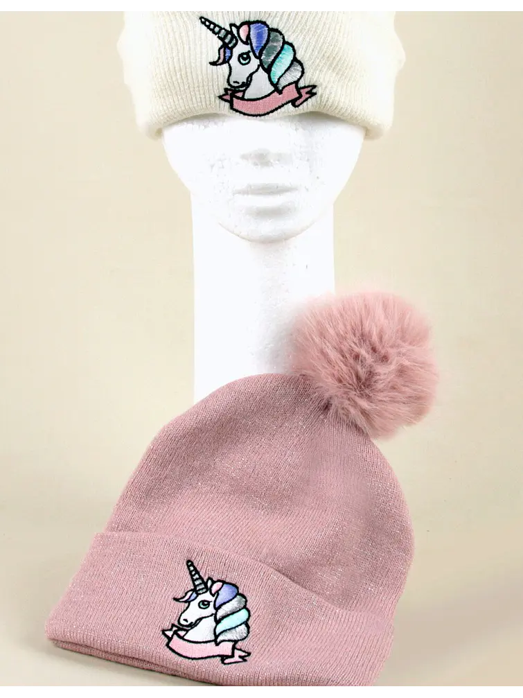 GORRO UNICORNIO CON POMPON C/U 4